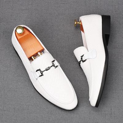 New Men's White Brown Knit Pattern Wedding Dress Shoes Male Casual Flats Loafers Homecoming Prom Zapatillas Hombre
