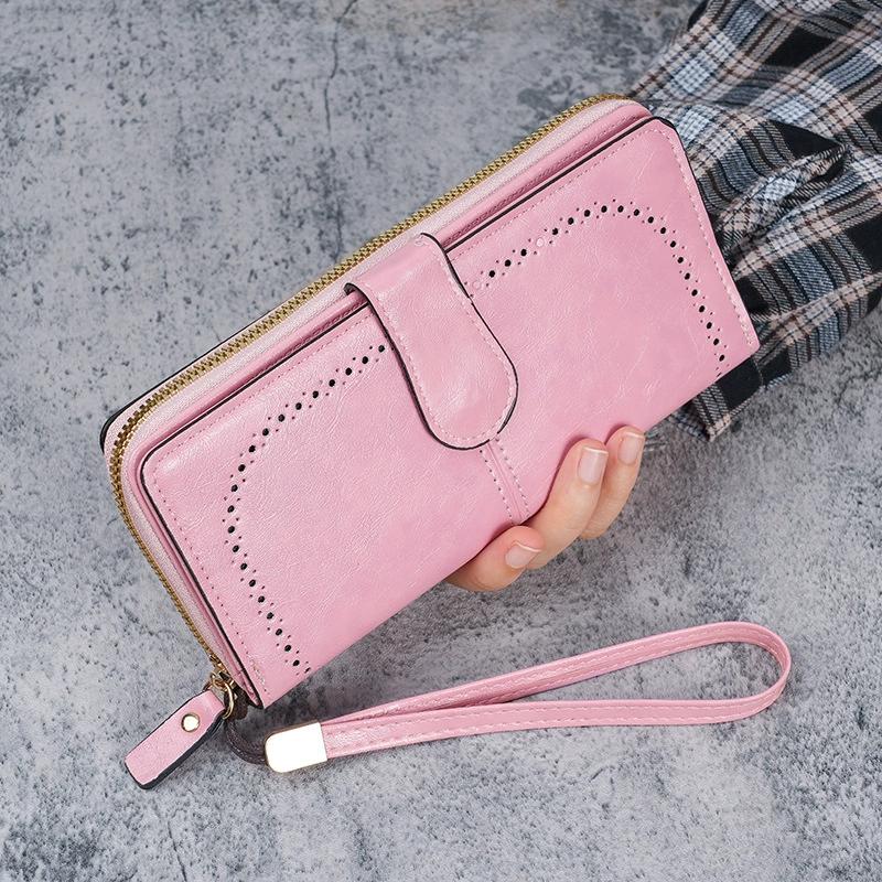 Women Wallets Large Hollow Out Long Wallet Retro Top Quality PU Leather Card Holder Wallet For Women