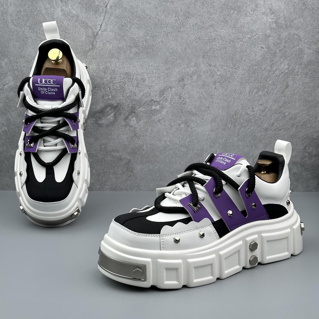 Dad shoes wysoki gust jesień nowe nit nit niche buty podwyższające duży przód gruba podeszwa buty derby
