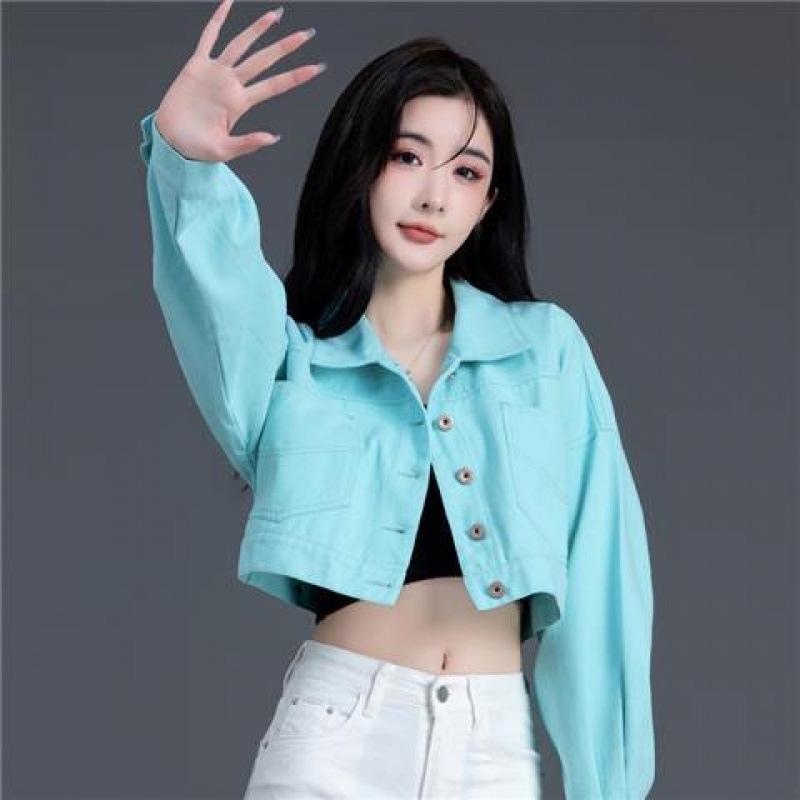 Lake Blue Women's High-Waist Petite Denim Jacket - Colorful Spring/Autumn 2025 Collection - Ultra Short Length