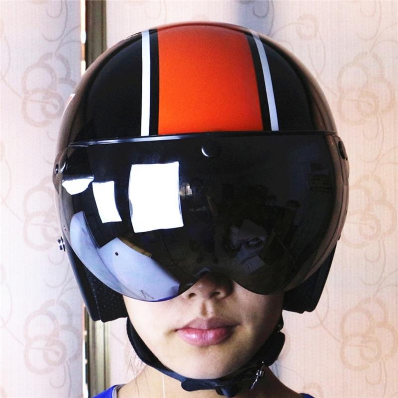 Visores Universales para Motocicletas Estilo Piloto Retro Estándar de 3 Botones de Presión Abatibles Hacia Arriba Abajo Casco Abierto Parabrisas Duradero
