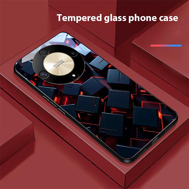 Geometric Form Structure For Honor 50 70 30 90 200 X5 X5b Plus X6 8 4G 9 X9c Smart 30 Max  Magic 4 5 Pro 7 Lite Glass Phone Case