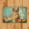 Vintage Easter Metal Poster Wall Art, Bunny Decoration for Home