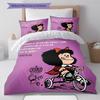 Mafalda Pattern Bedding,Quilt Set Quilt Cover Pillowcase Home Birthday Gift (1 * Duvet Cover + 2 * Pillowcase, Without Core)