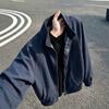 Mens Navy Harrington Jacket American Retro Short Workwear Casual Baseball