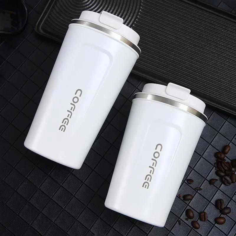 Copo de Café Térmico de Aço Inoxidável 380/510ML Caneca Térmica à Prova de Vazamentos Garrafa Térmica de Viagem Vácuo Térmico Copo Isolado Garrafa de Água
