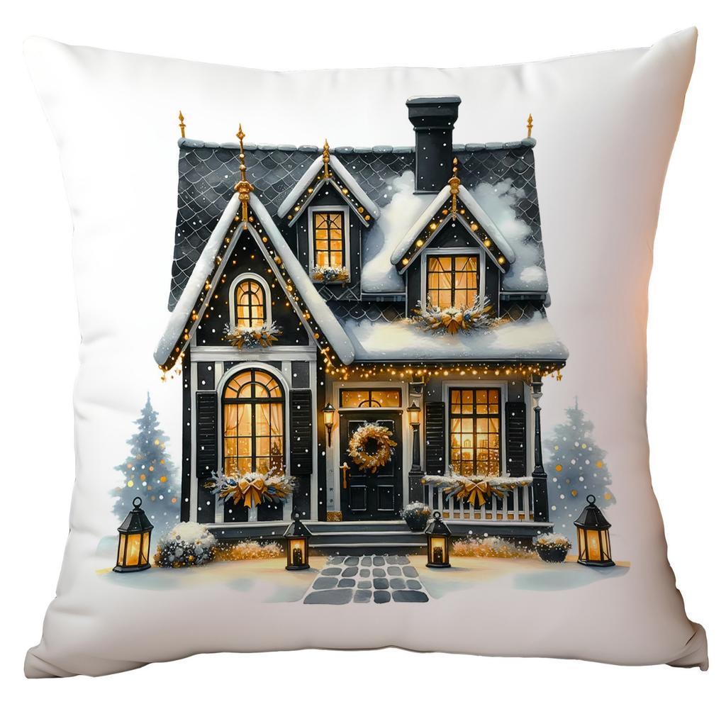 New Christmas Pillowcase High-end Light Luxury Black Gold Color Printing Home Cushion Pillowcase