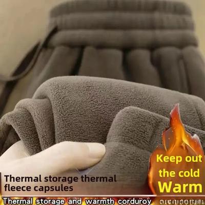 Double-Sided Zippered Fleece Pants For Men Thickened Winter Warm Sweatpants Casual Loose Fit Outerwear Trousers