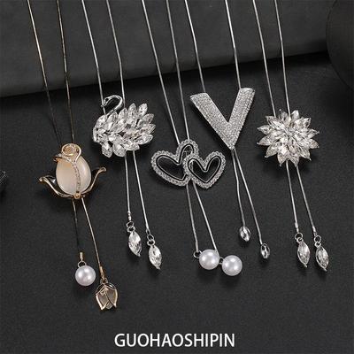 Koreanische Herbst/Winter Damen Lange Halskette Anhänger - Nicht Verblassend High-End Schmuck Accessoire