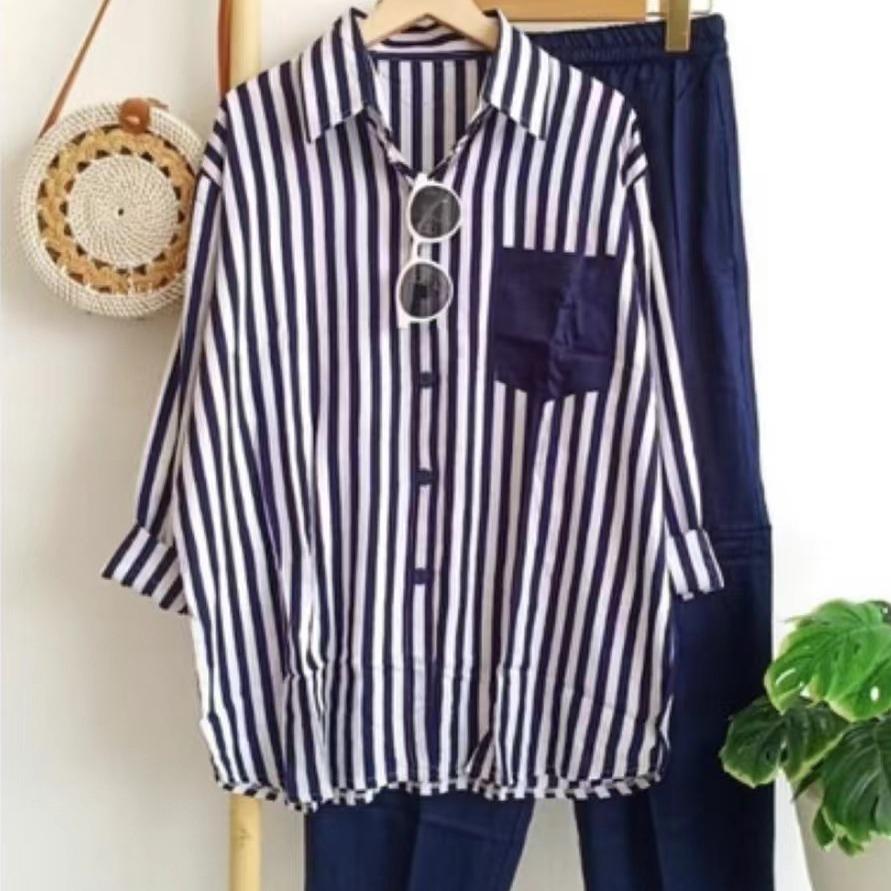 Women's Striped Casual Loose Slimming Set: New Fashionable & Comfortable