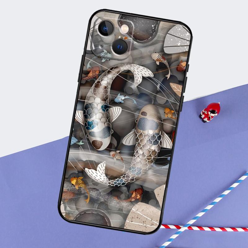 Koi Carp Fish Yin Yang Phone Case For iPhone 16 Pro Max 12 13 Mini 11 14 15 Pro Max XR 15 16 Plus 16e Back Cover