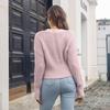 Pullover Sweater for Women with V Neck Drop Shoulder Sleeve Cutout Waist Sizes S To L Autumn Winter Fashion