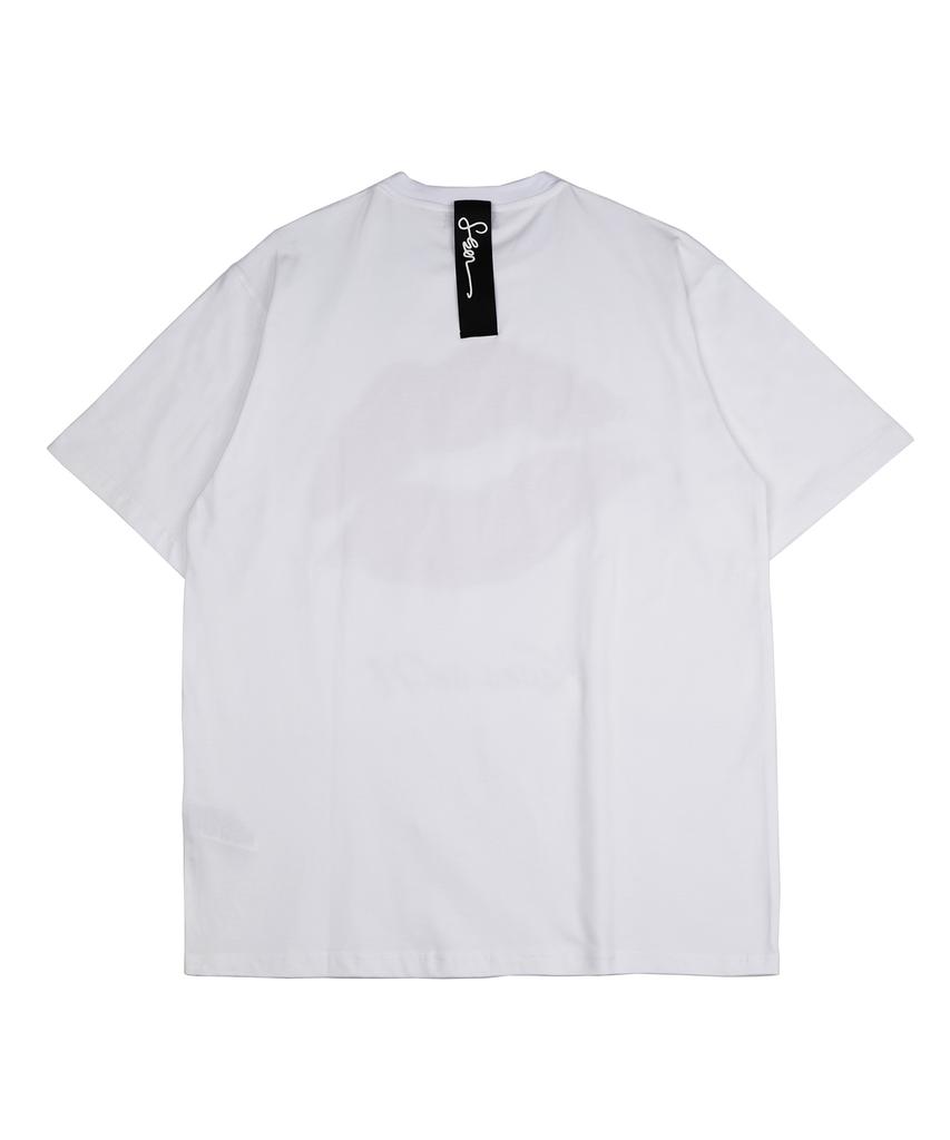 Monkey Flower Women'S Kiss Pearl Print Oversized Short Sleeve T-Shirt / Sm8Wts02F White