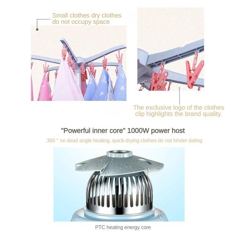 1000W  2 In1 Portable Electric Clothes Dryer Household Foldable UV  Sterilization Equipment Electric Quick Drying Wardrobe 66x66x165cm1
