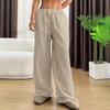 Autumn Cross Border Women's Fashion Loose Striped Drawstring Elastic Waist and Floor Pants from Europe and America
