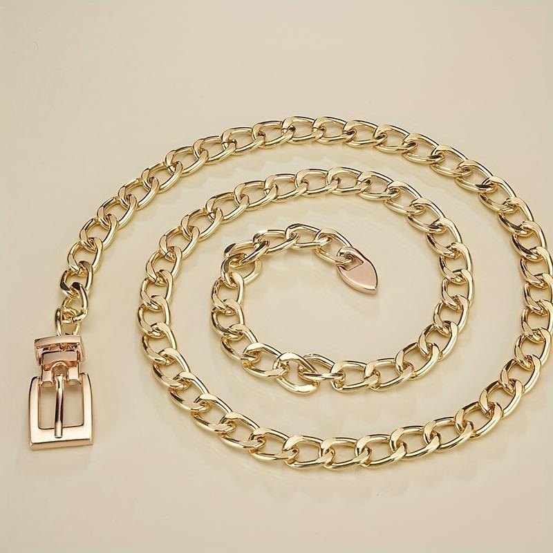 

Женский ремень Модный металлический поясной ремень с цепочкой в стиле хип-хоп, панк, джинсовый мужской ремень 110cm