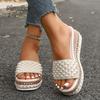 Summer Outdoor Peep Toe Thick Bottom Women's Slippers Shoes for Women 2025 New Round Toe Pearl Casual Slippers Women