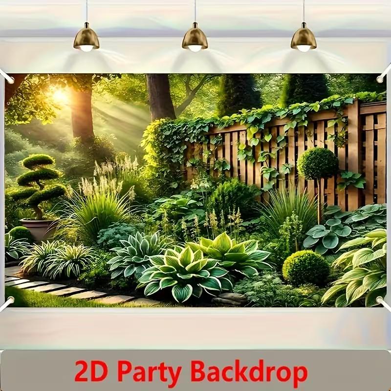 

2D Flat Backdrop Garden Greenery with Trees for Outdoor Themed Party Photos 47.2x31.5inch/120*80cm