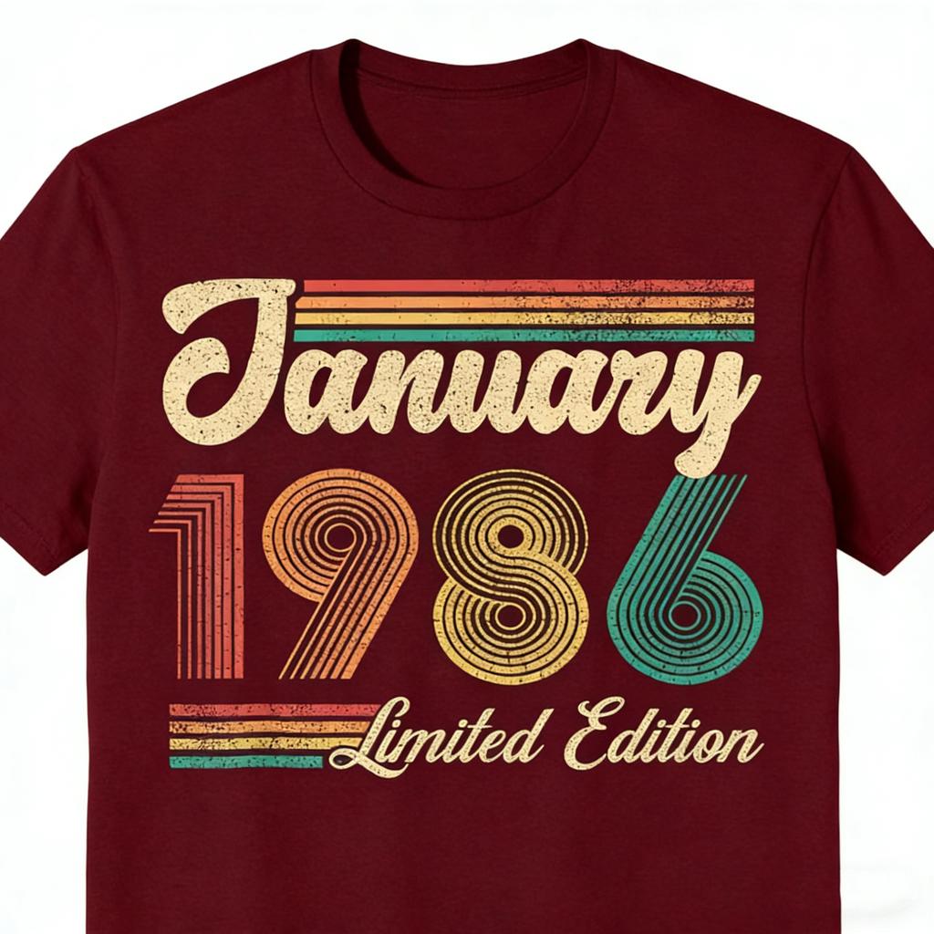 January Birthday Est 1986 Limited Edition Vintage 40th Unisex Printed TShirt Tops Commuter Allmatch Fashion Casual Shortsleev