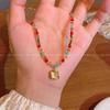 New Chinese sugar cube beaded necklace women's collarbone chain retro temperament accessories