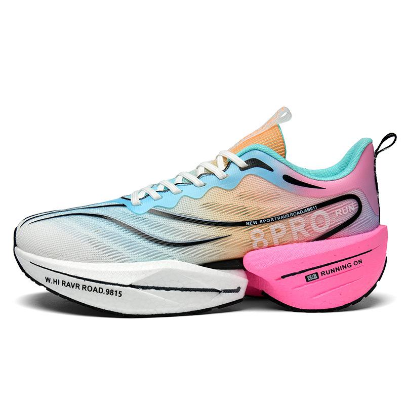 Carbon board running shoes men's children's red rabbit 8PRO popcorn flying thread woven mesh sports shoes rubber and plastic sole ultra-light morning