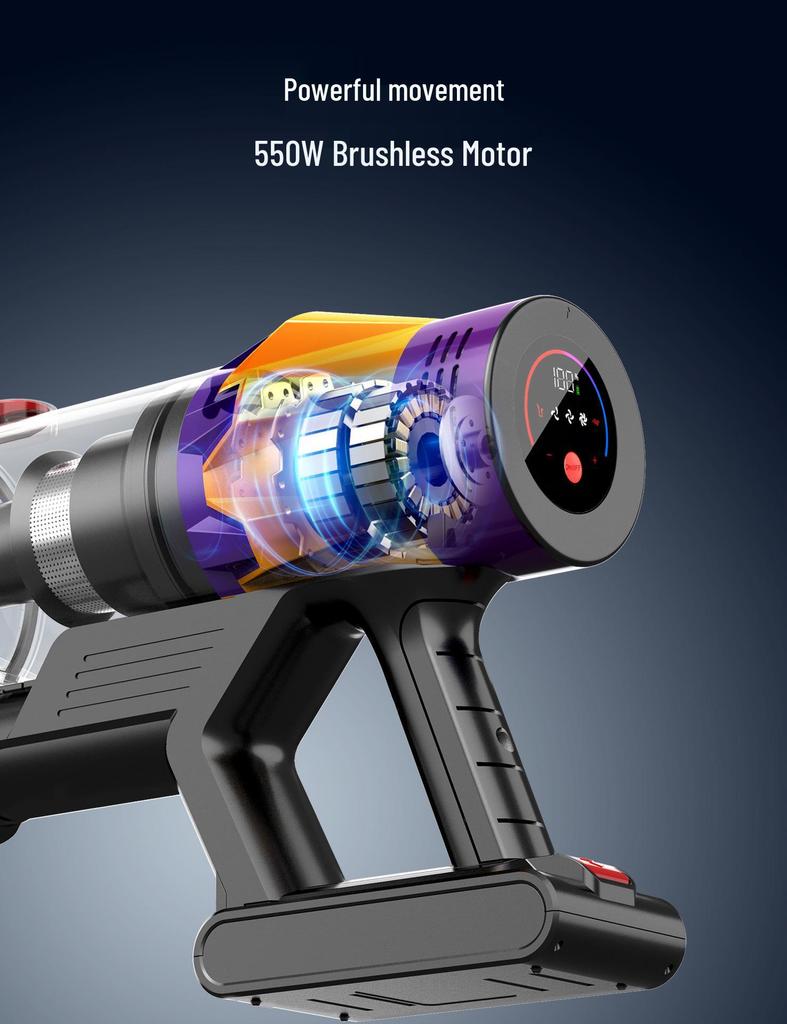 High-Power Brushless Handheld Vacuum Cleaner – 550W Multi-Function with Strong Suction for Home and Pet Hair Removal