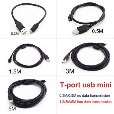 Mini-USB-Kabel T-Port Mini-USB-Datenkabel 0,3 M 0,5 M 1,5 M 3 M 5 M USB zu USB Schnellladegerät für MP3 MP4-Player DVR Digitalkamera