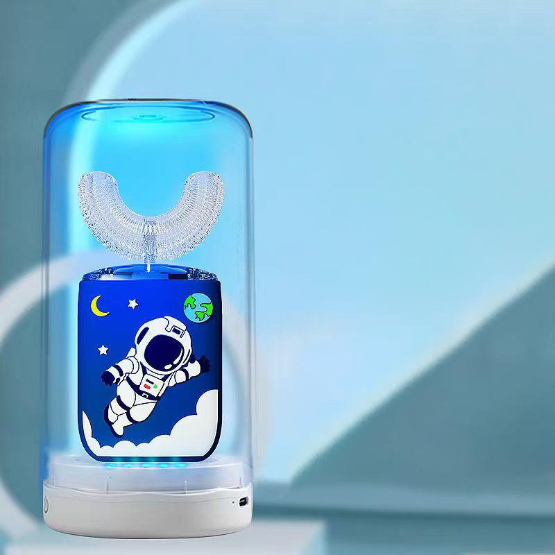 360 Degrees Automatic Children Electric Toothbrush Rechargable U Shaped for Kids Smart Ultra Sonic Tooth Brushes Blue Light IPX7