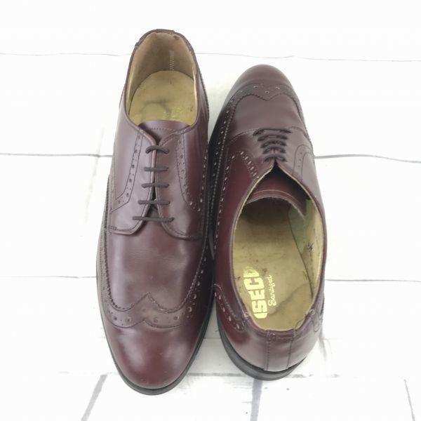 Pre-90er Vintage / ISECD Stahlkappe Leder Wingtip Sicherheitsschuhe Burgunder /9EE / 27.0cm/ Bilt-Rite Sohle(GEBRAUCHT)