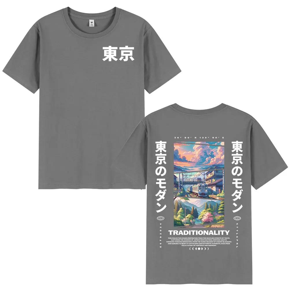 Japanese Tokyo Cherry Blossoms T Shirts Unisex Women Clothing Short Sleeve Cotton T Shirt Fashion Harajuku Tshirt Streetwear