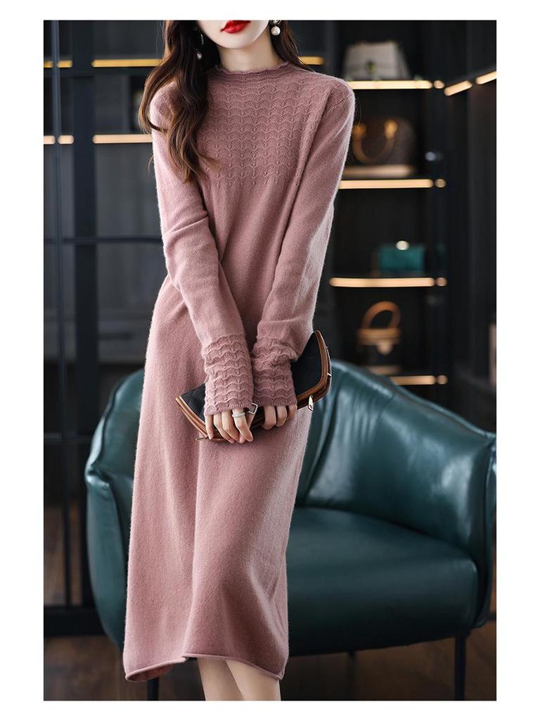 2025 Autumn/Winter Petite Loose Sweater, Semi-High Neck, Casual Knit Top for Middle-Aged Women.