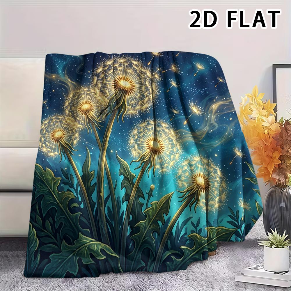 1Pc Dandelion Print Flannel Blanket,High Quality Comfortable for All Seasons,Home Decor,Warmth and Comfort,Perfect for Christmas Gifts
