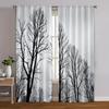 2pcs, Pattern Curtains Birch Tree Polyester (without Rod) Thermal Insulation, and Room Darkening Functions for Bedroom & Various