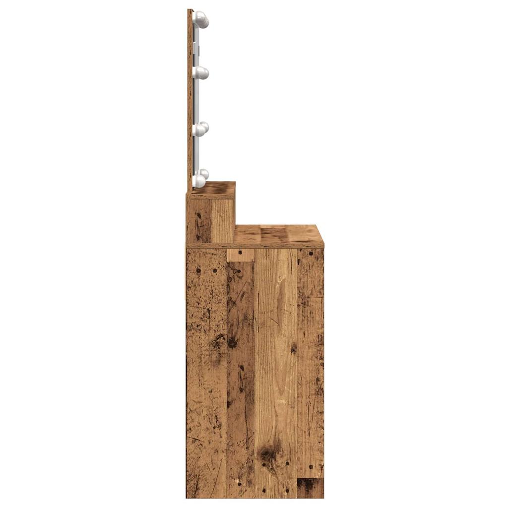 Makeup Table with Shelf Rustic Wood Look 80 x 41 x 144.5 cm Engineered Wood