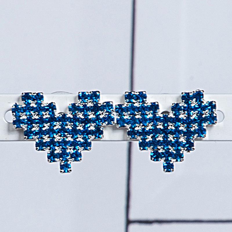 Korean Style Luxurious Heart Diamond Silver Stud Earrings for Women