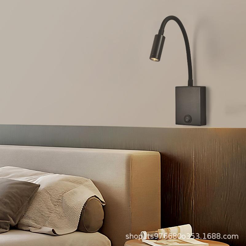 Modern LED Bedside Wall Lamp Bedroom Type-C Lamp Telescopic Hotel Reading Lamp Indoor USB Adjustable Angle Wall Light