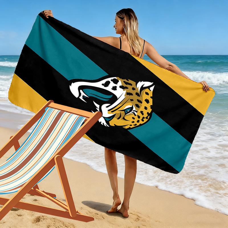 Jacksonville Jaguars Print Beach Towel, Large Soft Quick Dry Towel for Beach Camping Swimming