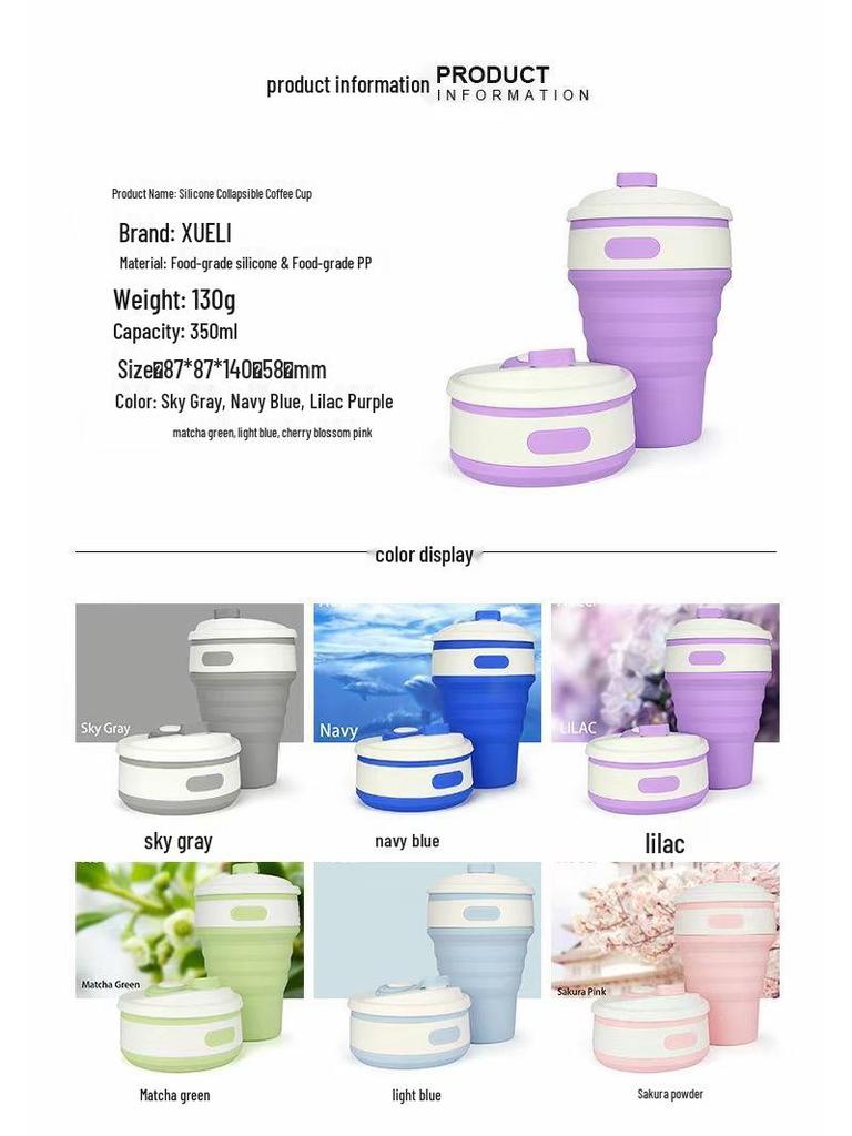 Silicone Folding Portable 350ml Cup – High-Temperature Resistant and Retractable for Outdoor Use