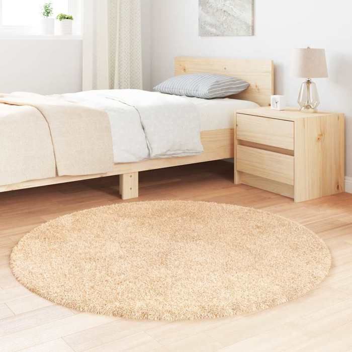VidaXL Shaggy Rug with Long Pile Beige 120x120 Cm Polyester, Rug, Bedroom Rug, Modern Rug, Living Room Rug, Rug 4102901