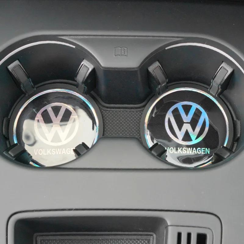 

For VW Car Laser Coaster Anti-Slip Water Cup Slot Pad Shock-Absorbing Mat For Volkswagen GTI Golf 6 7 8 Polo VW R-Line CC Pass