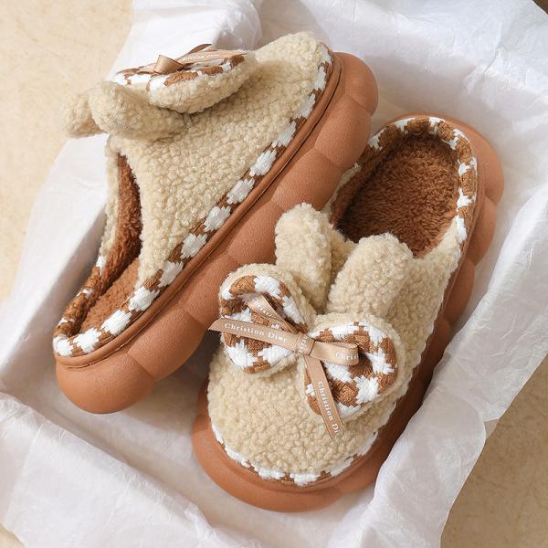 

Winter non-slip velvet warm couple cotton slippers thick-soled cotton mop indoor home plush shoes 40-41