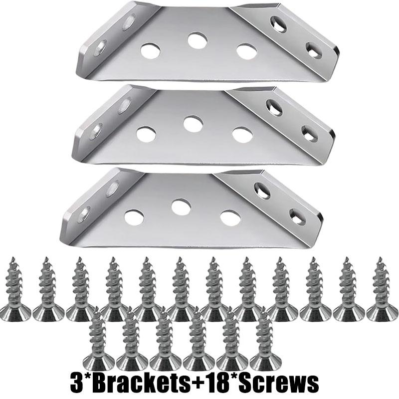 1/50Set Universal Stainless Steel Corner Bracket 90 Degree Right Angle Fixed Bracket Wood Furniture Bedframe Cabinet Accessorie