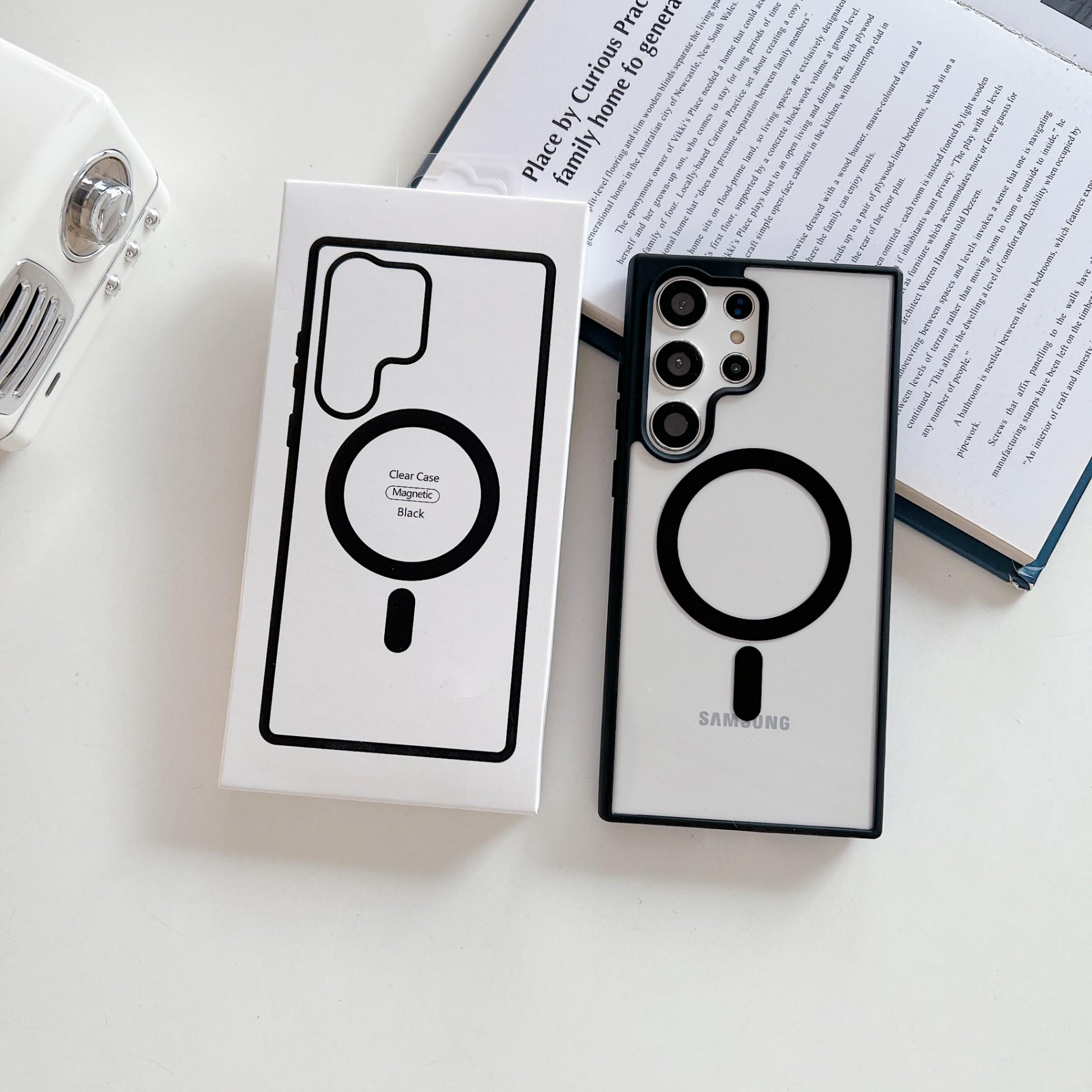 

Frosted Magnetic Phone Case for Samsung Galaxy S22 S23 S24 FE S25 S26 Ultra Plus for Magsafe Cover Phone Case with Packaging Galaxy S22 5G чорний