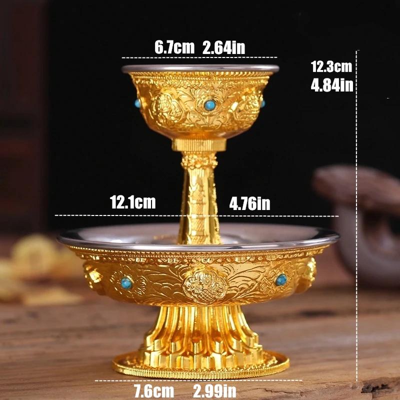 Buddhist Manza Protection Dharma CupTantric Alloy Handicraft, Tibetan Tribute, Gilt Buddhism Plate, Home Gift, Indoor Decorative