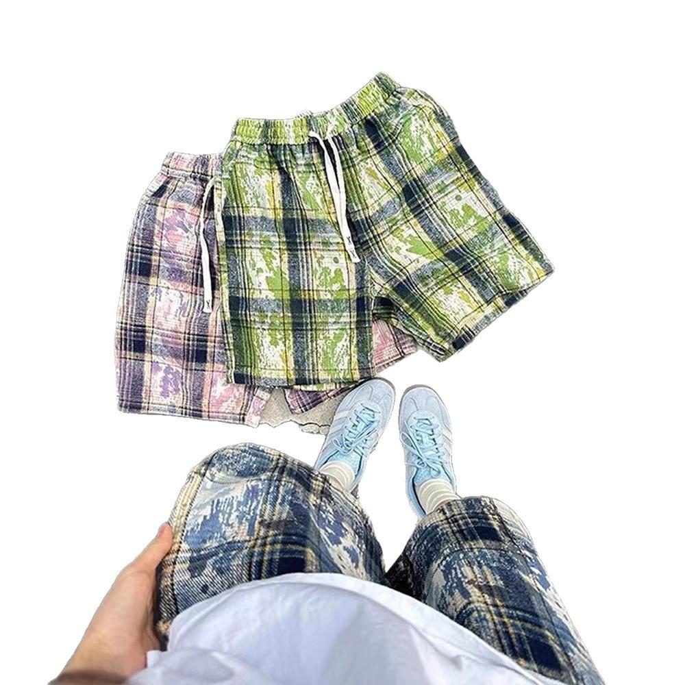 Summer New Men's Plaid Shorts Trendy Brand Fashion Loose Large Size Five-point Pants Men's Pants