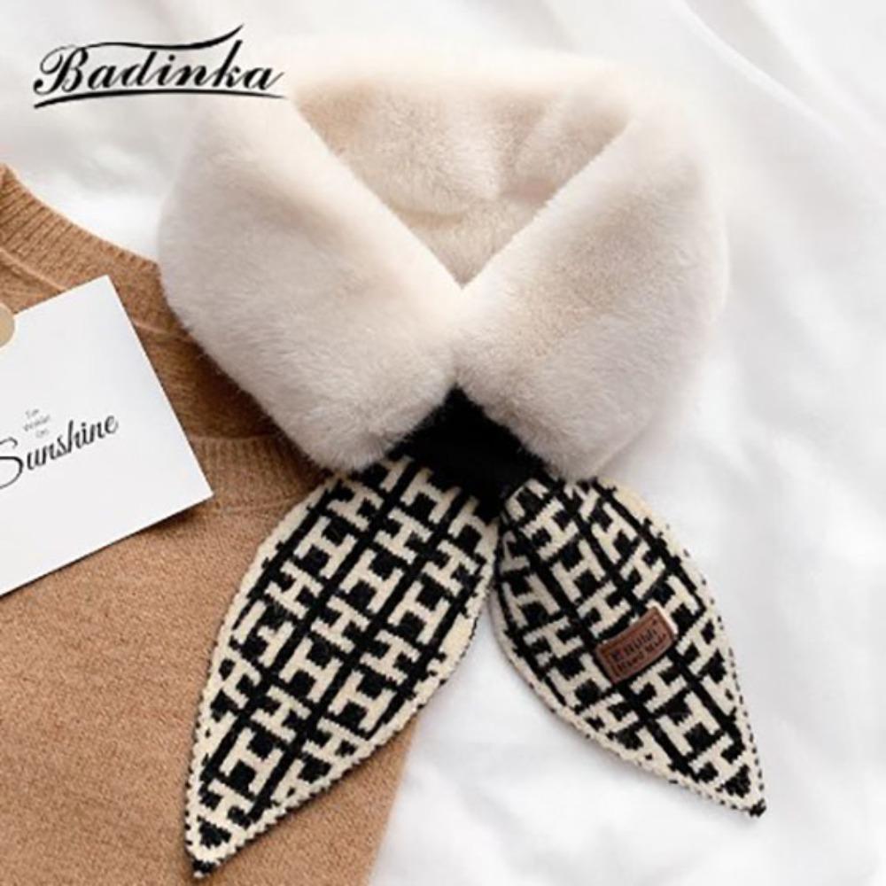 

Дышащие шарфы с воротником из искусственного кроличьего меха, ветрозащитный плюшевый шарф