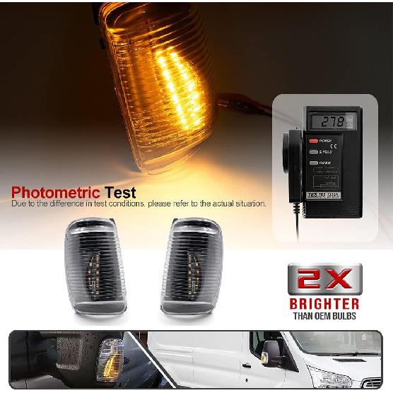 2Pcs Amber Led Side Mirror Marker Lights For Fo.rd Transit 150 250 350 350HD 2015-2021 Clear Lens Turn Signal Lamp