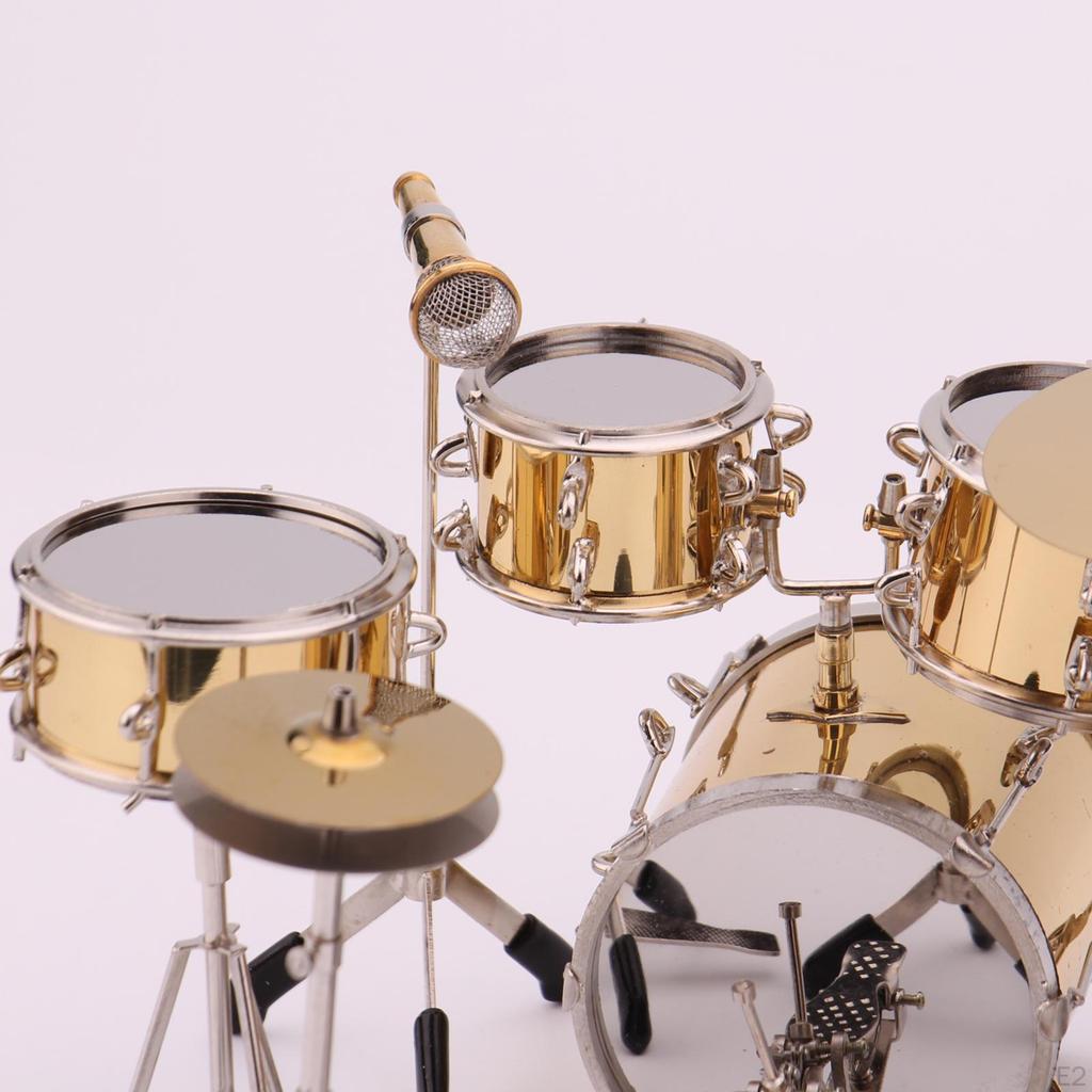 1:6 Mini Drum Set, Dollhouse Ornament Miniature Instrument Model for Bedroom Ornaments