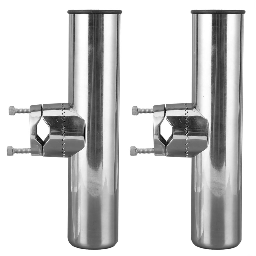 2 Stück Edelstahl-Angelrutenhalter für Schienen 1 Zoll bis 1 1/4 Zoll Schienenmontage Stangenhalterung