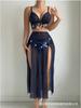 European and American Large-size Erotic Underwear Exotic Belly Dance Sexy Perspective Slit Skirt Thong